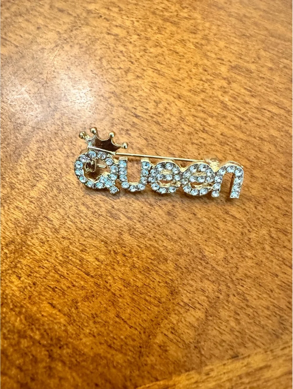Rhinestone Queen Brooch Pin with Crown Accent 312
